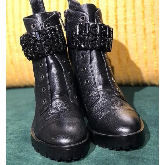 COPY - KARL LAGERFELD JEWELED COMBAT BOOTS 6 6.5 8.5 9 10 - Picture 7 of 8